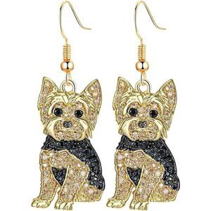 Crystal Yorkshire Terrier Dog Pendant Earrings Pet Charm Earrings